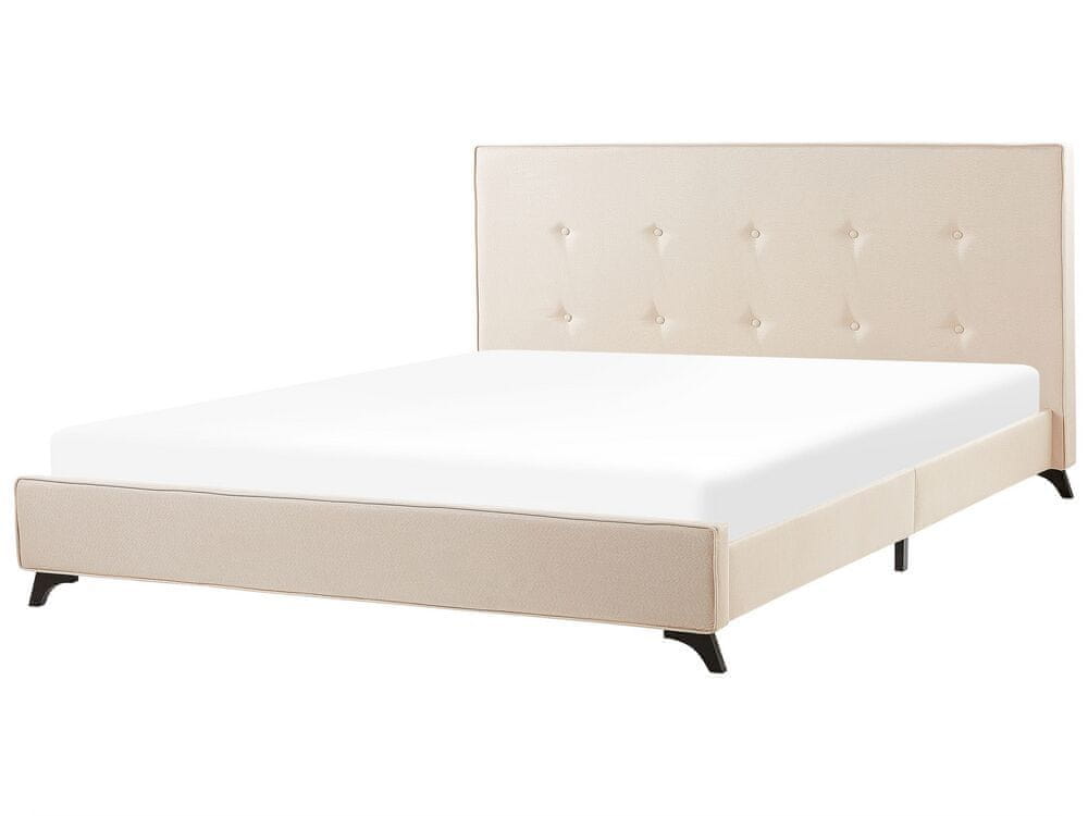 Beliani Béžová čalúnená posteľ 180 x 200 cm AMBASSADOR